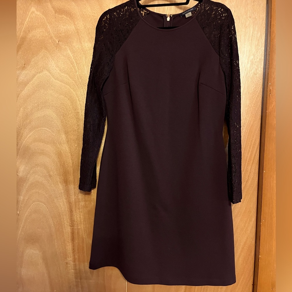 Tommy Hilfiger purple/eggplant color dress, back zipper, size 10, lace sleeves